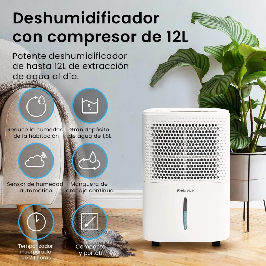 Pro Breeze Deshumidificador de 12 litros